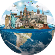 1000 Pieces Round Jigsaw Art Puzzle 27" City Icons